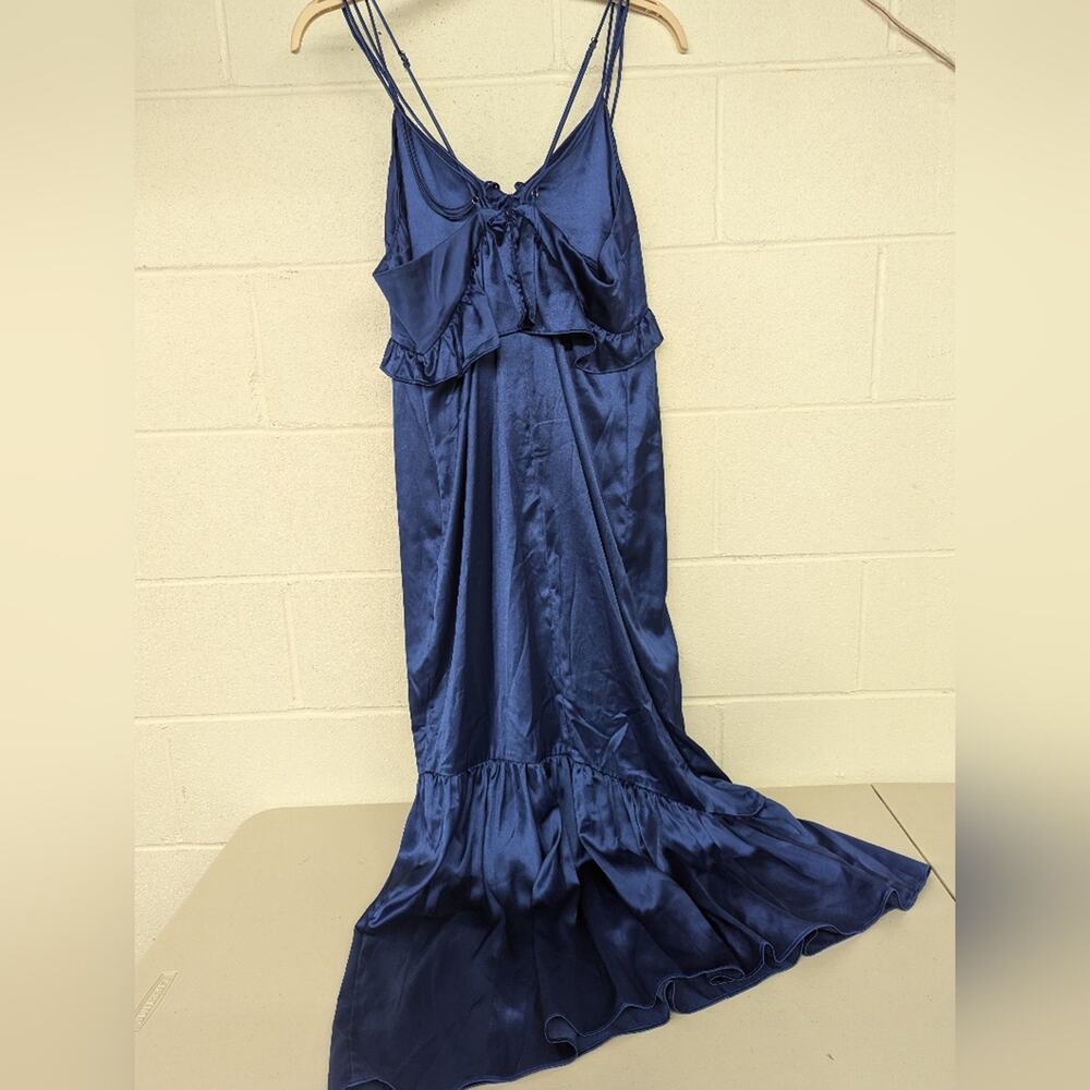 New Buddy Midi Dress Allina Liu sz10 royal blue silky satin midi long strappy - Picture 6 of 8